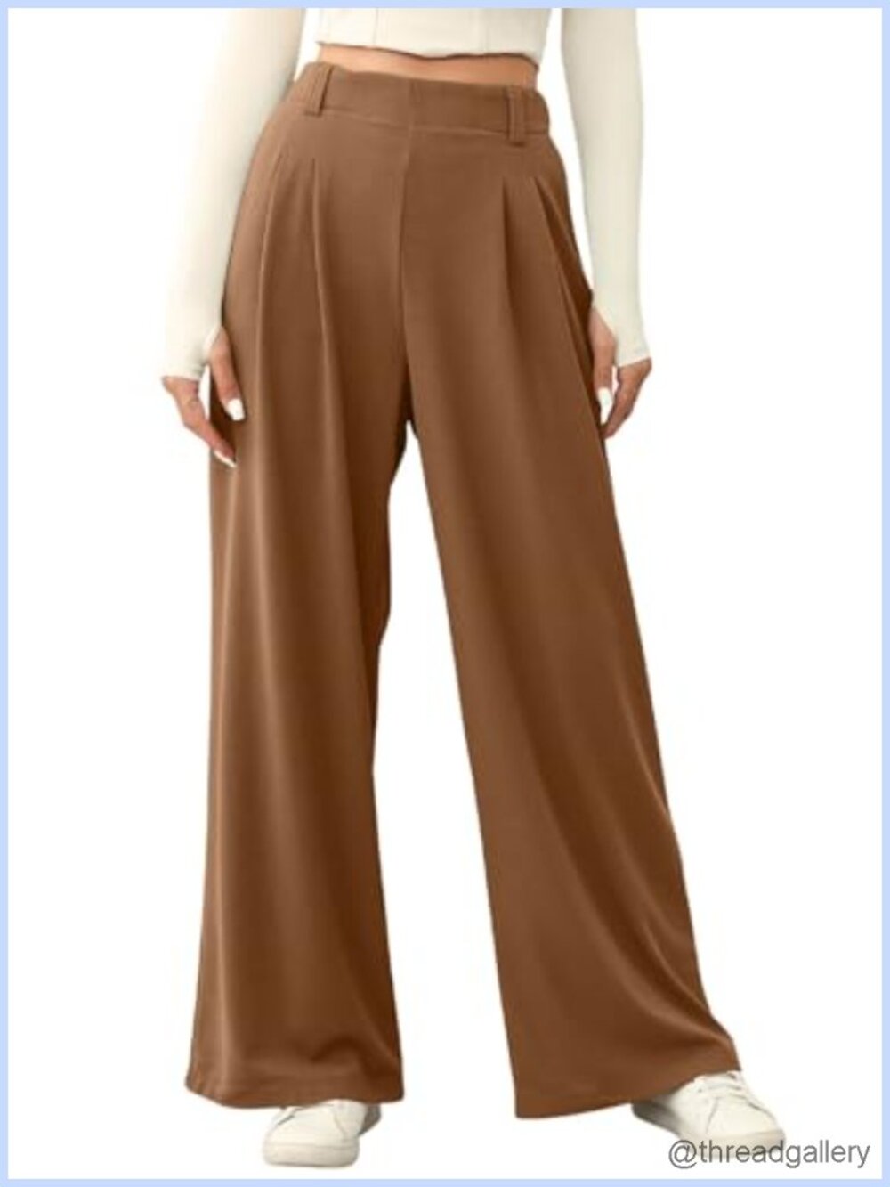 Fleece Lined Wide Leg Waffle Knit Pants with Pockets
